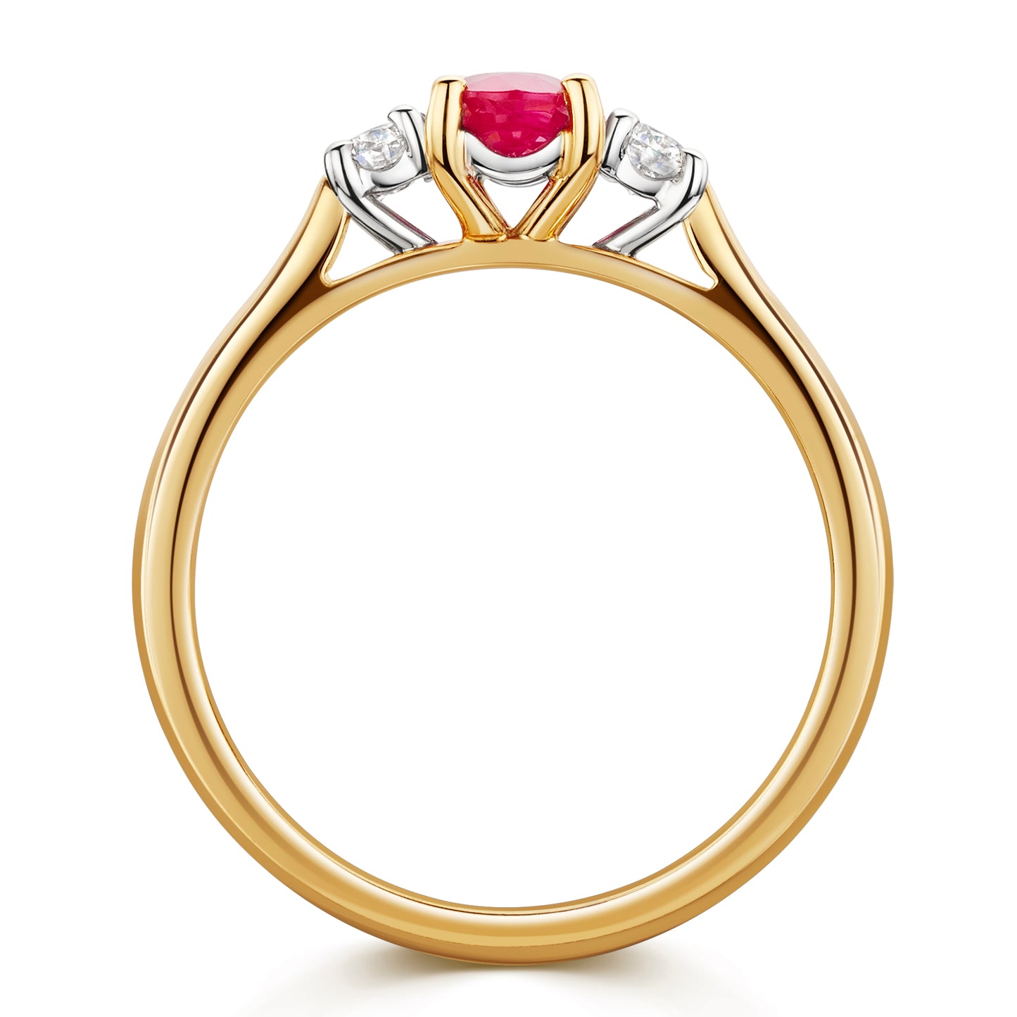 18ct Yellow & White Gold Ruby & Diamond Trilogy Ring 0.70ct variant Pursuit