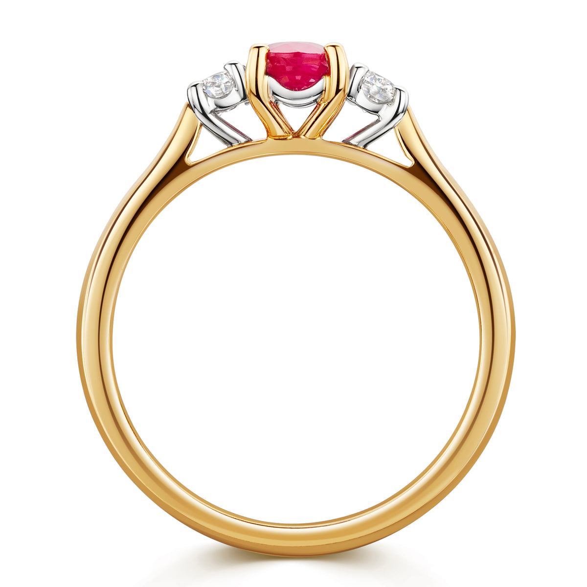 18ct Yellow & White Gold Ruby & Diamond Trilogy Ring 0.70ct variant Pursuit