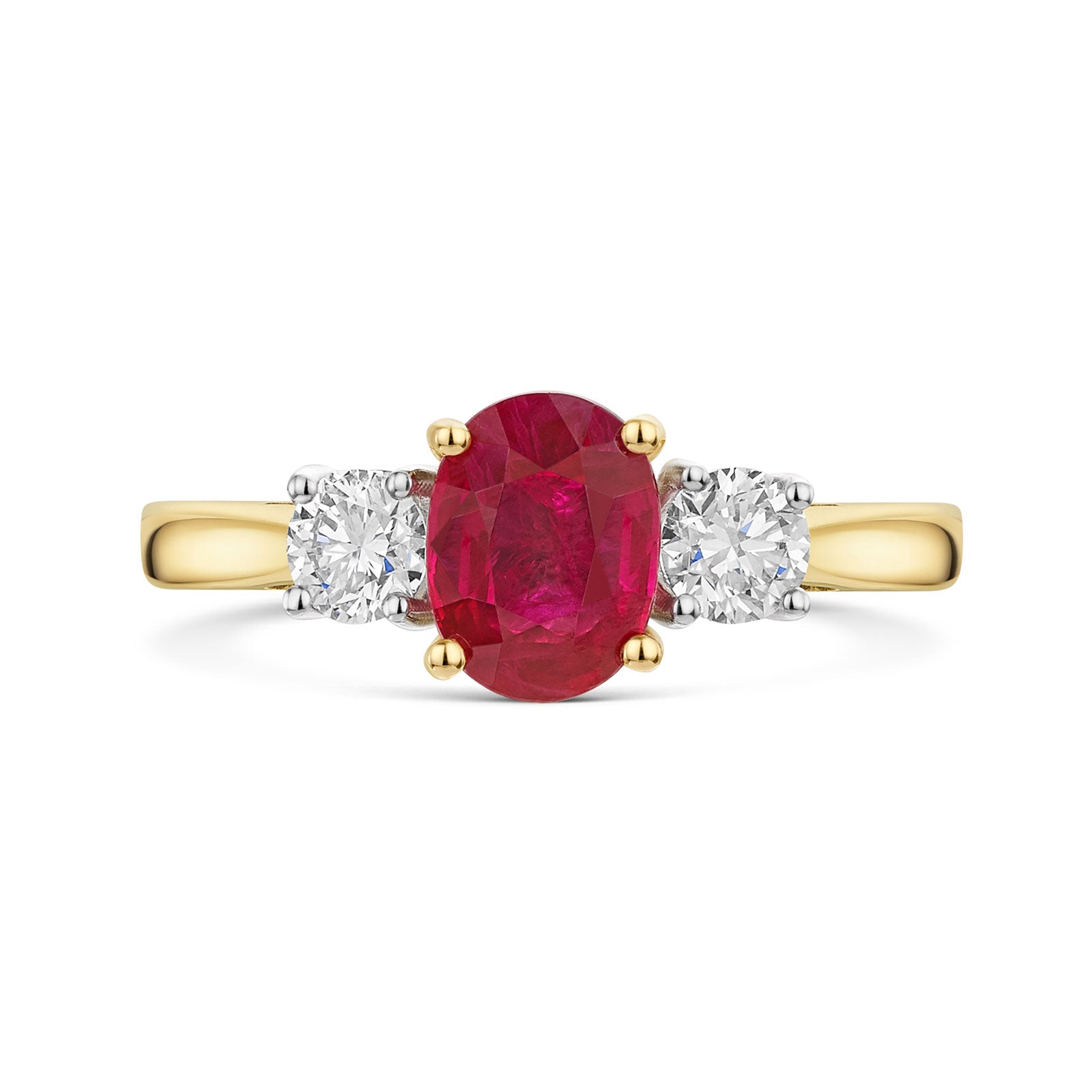 18ct Yellow & White Gold Ruby & Diamond Trilogy Ring 1.95ct variant Pursuit