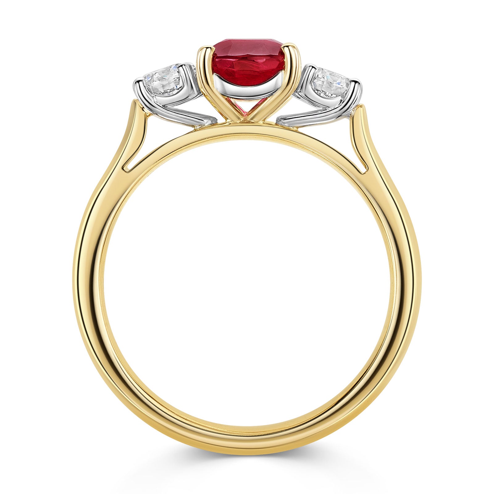 18ct Yellow & White Gold Ruby & Diamond Trilogy Ring 1.95ct variant Pursuit