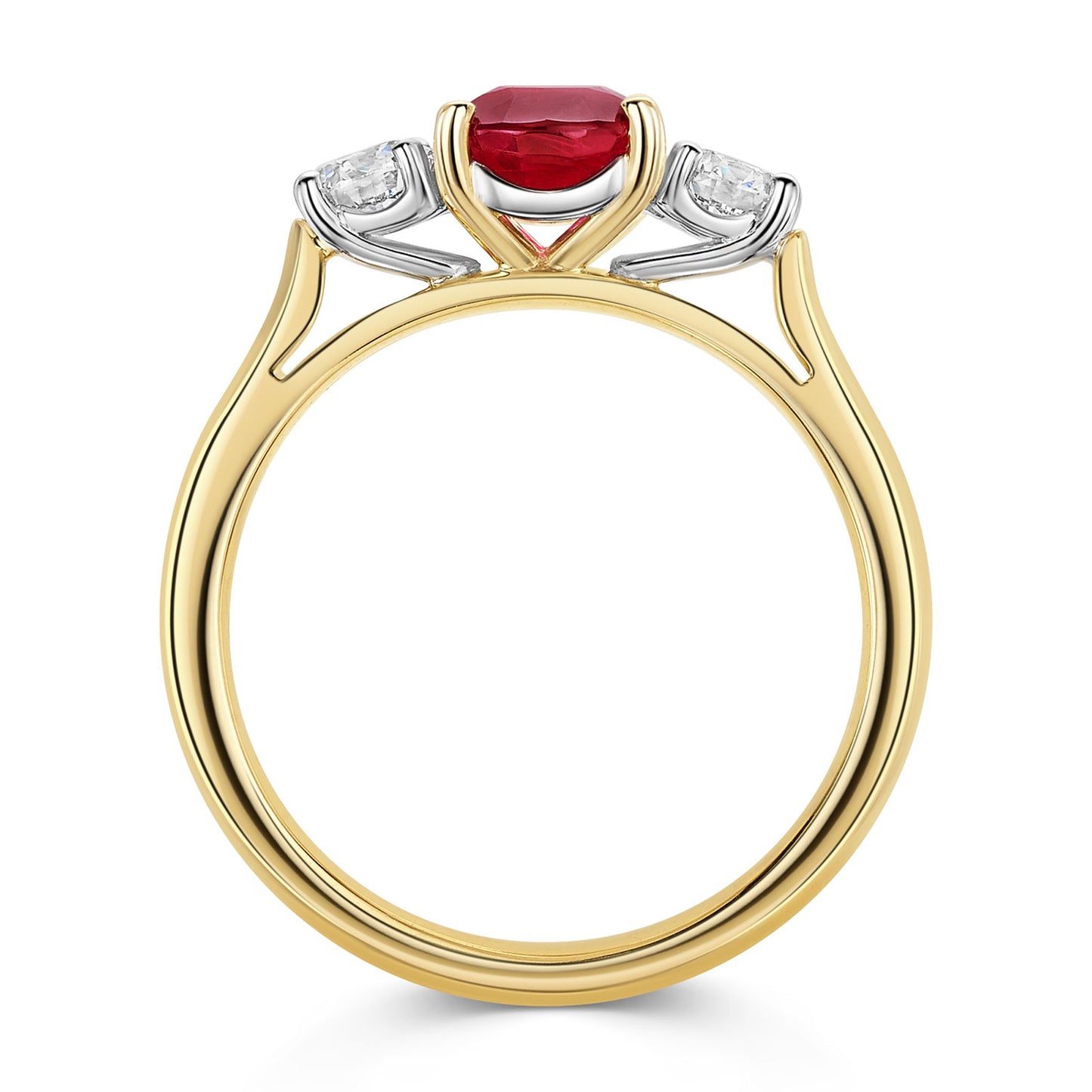 18ct Yellow & White Gold Ruby & Diamond Trilogy Ring 1.95ct variant Pursuit