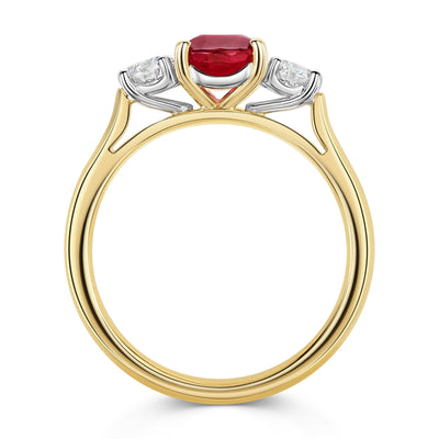 18ct Yellow & White Gold Ruby & Diamond Trilogy Ring 1.95ct variant Pursuit
