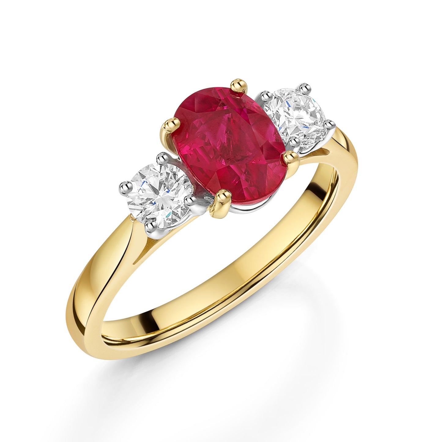18ct Yellow & White Gold Ruby & Diamond Trilogy Ring 1.95ct variant Pursuit