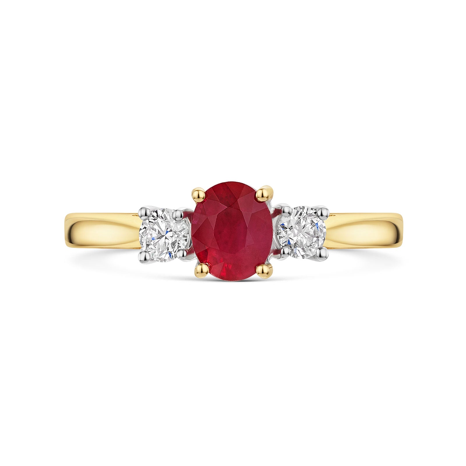 18ct Yellow & White Gold Ruby & Diamond Trilogy Ring 1.00ct variant Pursuit