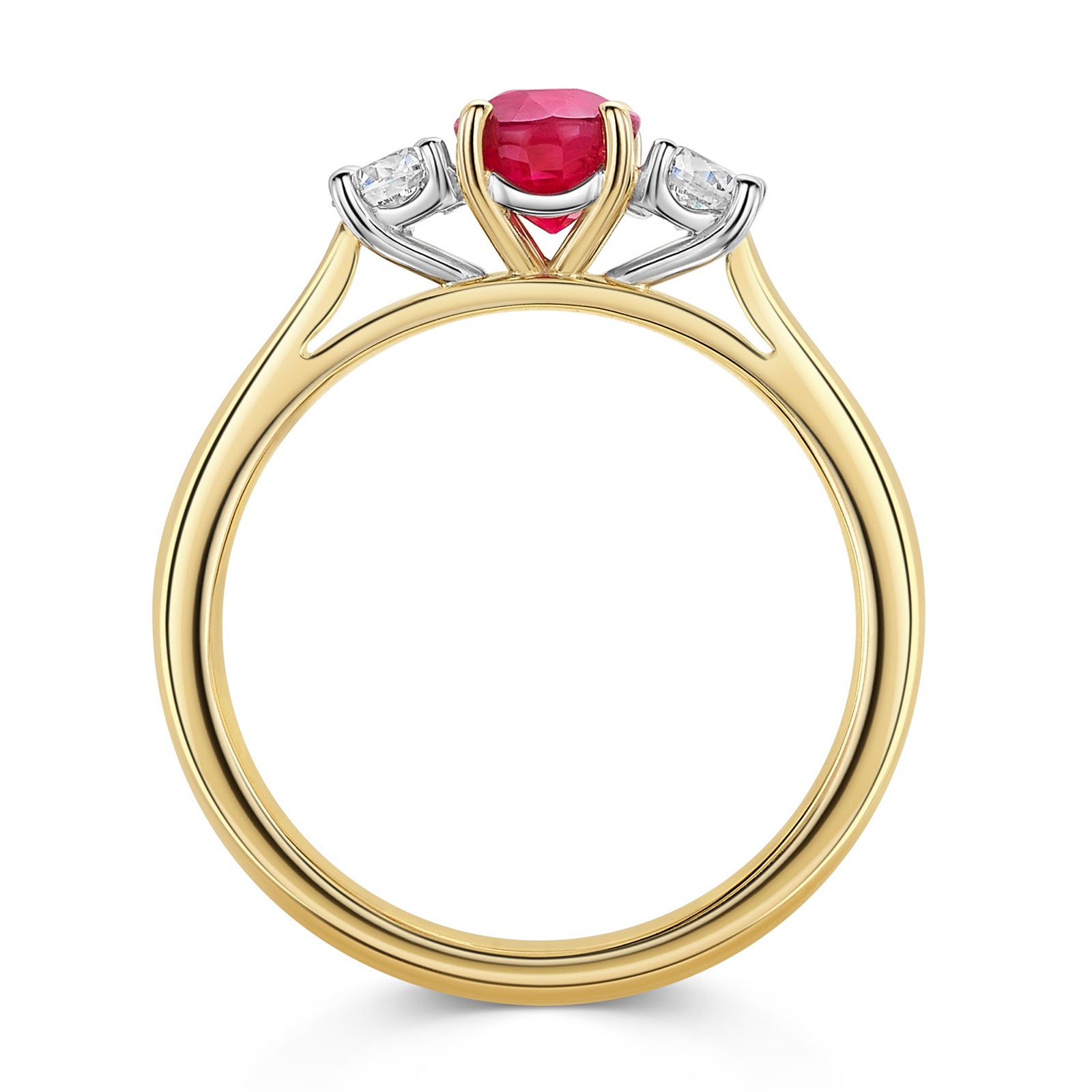 18ct Yellow & White Gold Ruby & Diamond Trilogy Ring 1.00ct variant Pursuit