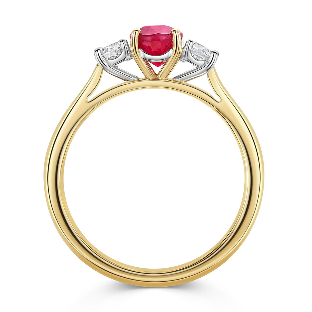 18ct Yellow & White Gold Ruby & Diamond Trilogy Ring 1.00ct variant Pursuit