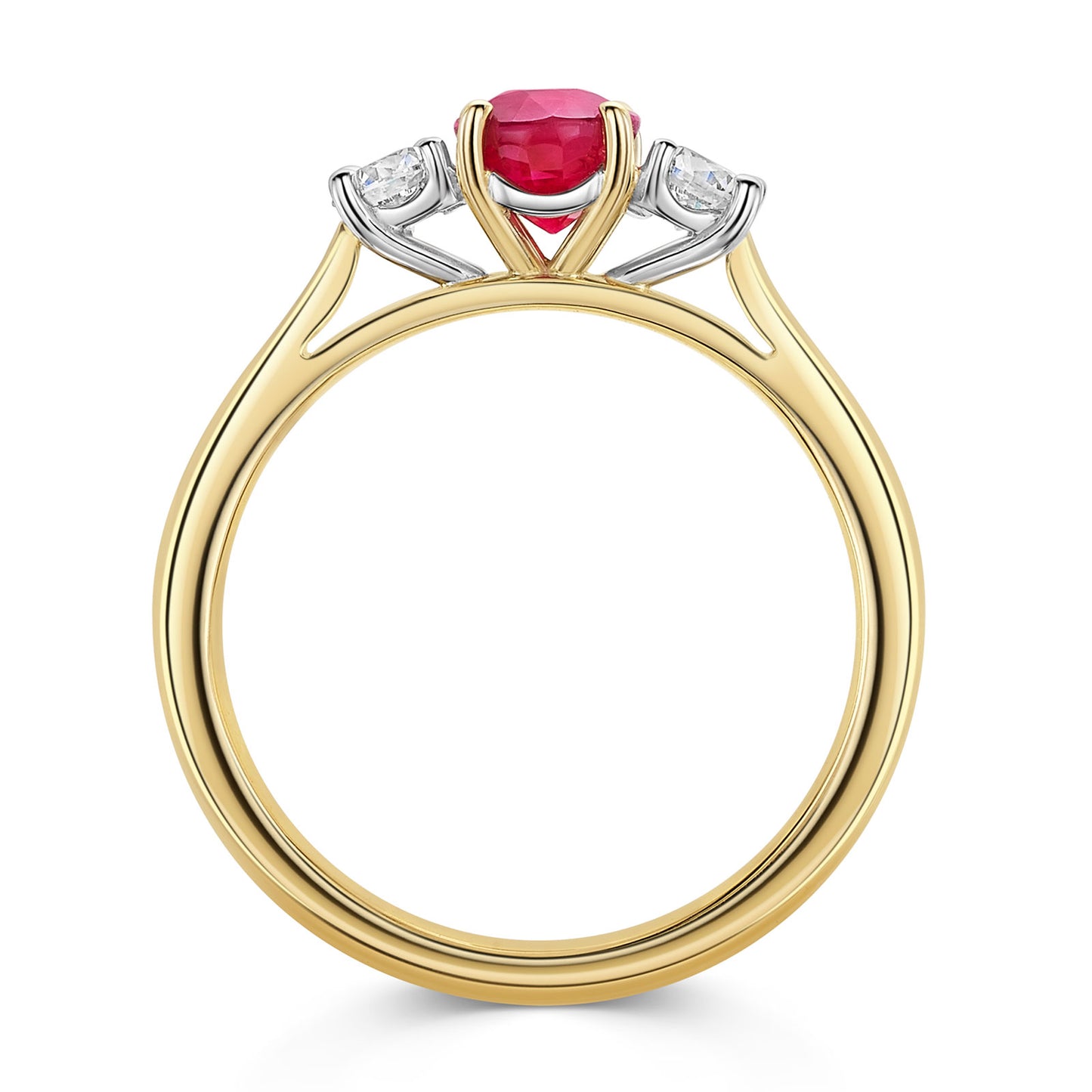 18ct Yellow & White Gold Ruby & Diamond Trilogy Ring 1.00ct variant Pursuit