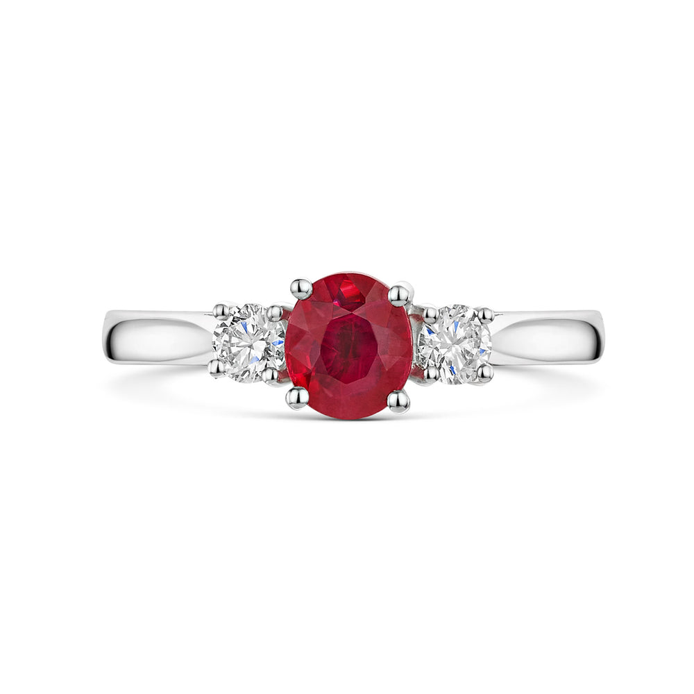 Platinum Ruby & Diamond Trilogy Ring 1.00ct variant Pursuit