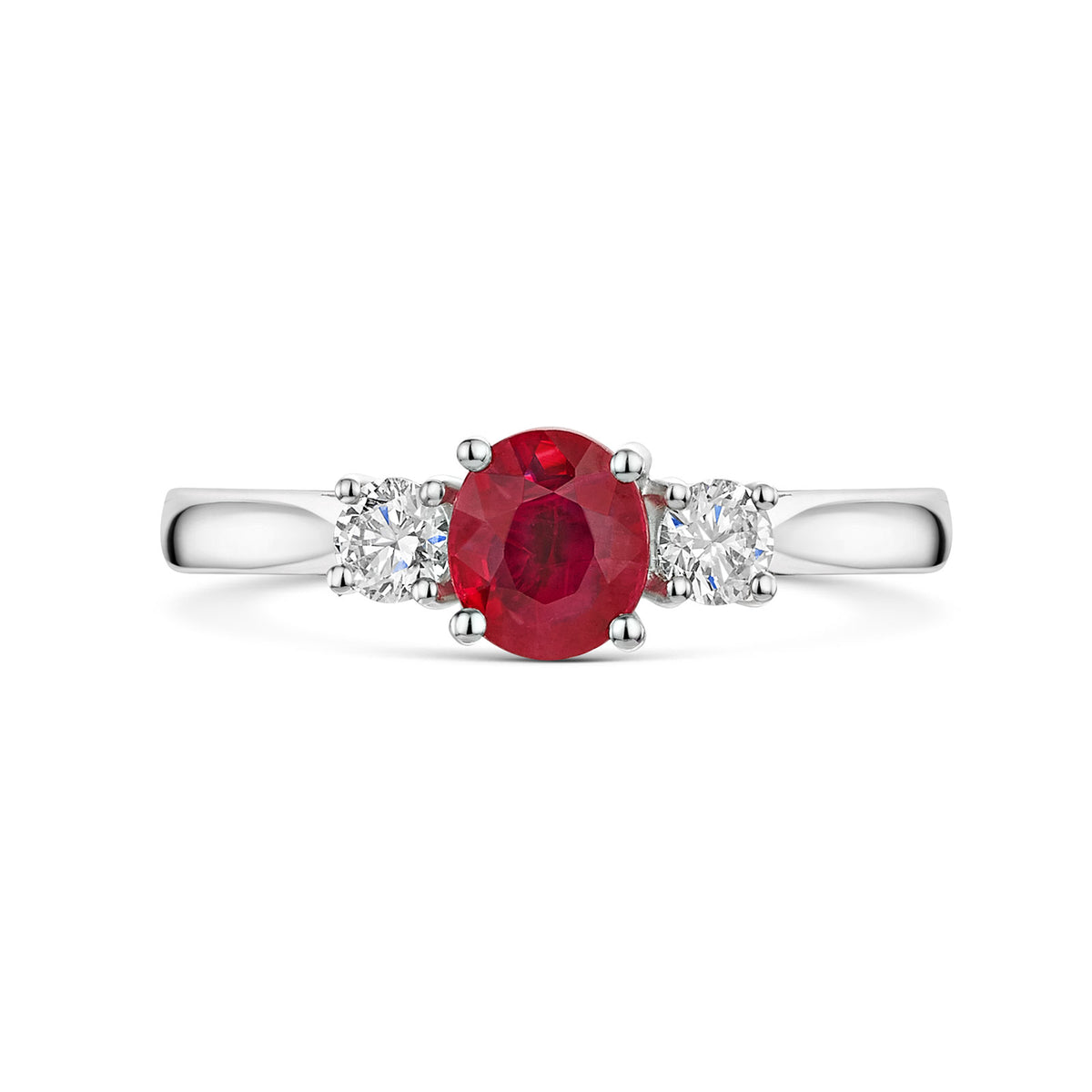 Platinum Ruby & Diamond Trilogy Ring 1.00ct variant Pursuit