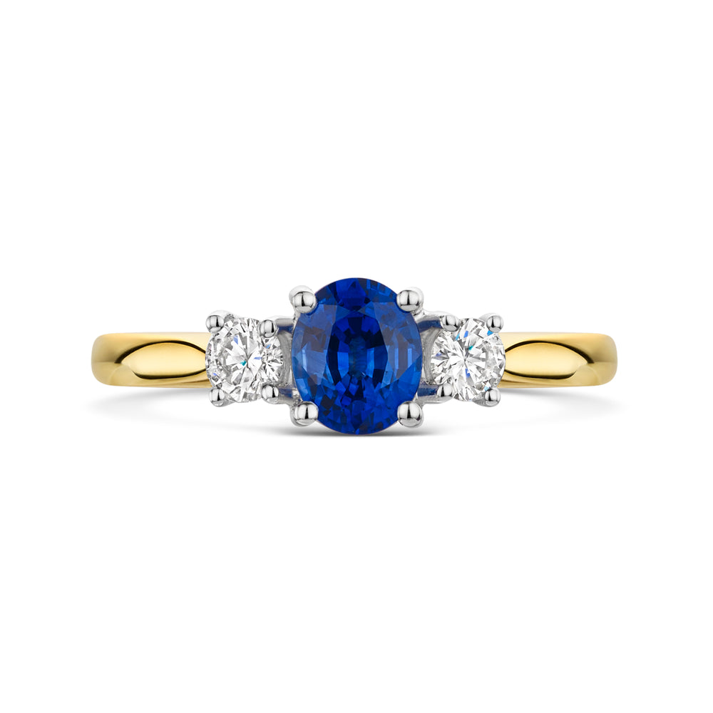 18ct Yellow & White Gold Sapphire & Diamond Trilogy Ring 1.00ct variant Pursuit