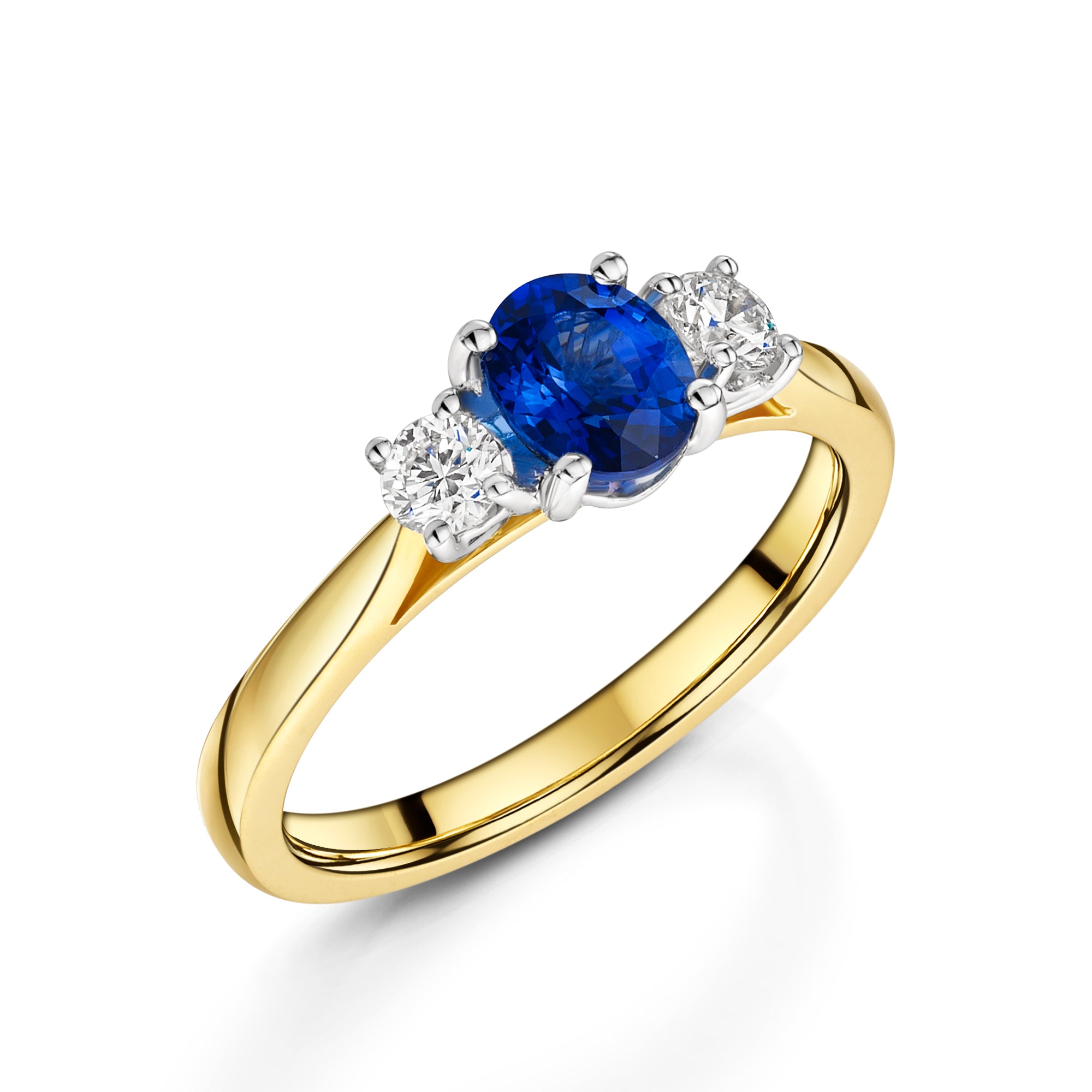 18ct Yellow & White Gold Sapphire & Diamond Trilogy Ring 1.00ct variant Pursuit