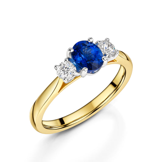 18ct Yellow & White Gold Sapphire & Diamond Trilogy Ring 1.00ct variant Pursuit