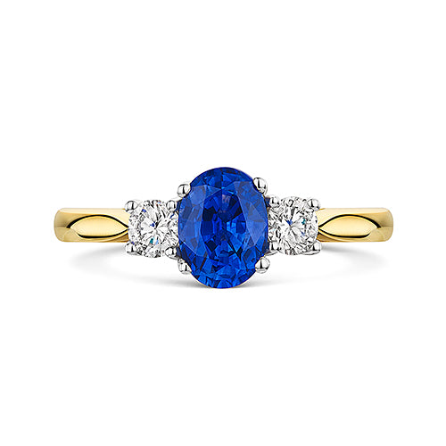 18ct Yellow & White Gold Sapphire & Diamond Trilogy Ring 1.35ct variant Pursuit