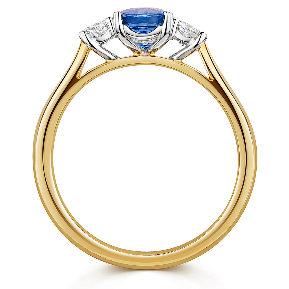 18ct Yellow & White Gold Sapphire & Diamond Trilogy Ring 1.35ct variant Pursuit