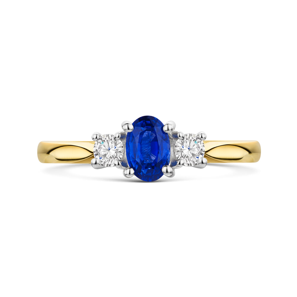 18ct Yellow & White Gold Sapphire & Diamond Trilogy Ring 0.75ct variant Pursuit