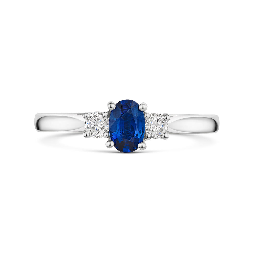 Platinum Sapphire & Diamond Trilogy Ring 0.75ct variant Pursuit
