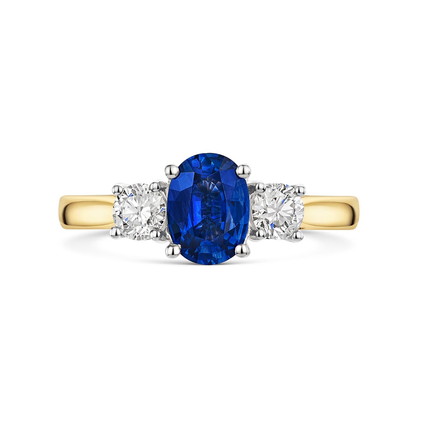 18ct Yellow & White Gold Sapphire & Diamond Three Stone Ring 1.50ct variant Pursuit