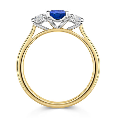 18ct Yellow & White Gold Sapphire & Diamond Three Stone Ring 1.50ct variant Pursuit