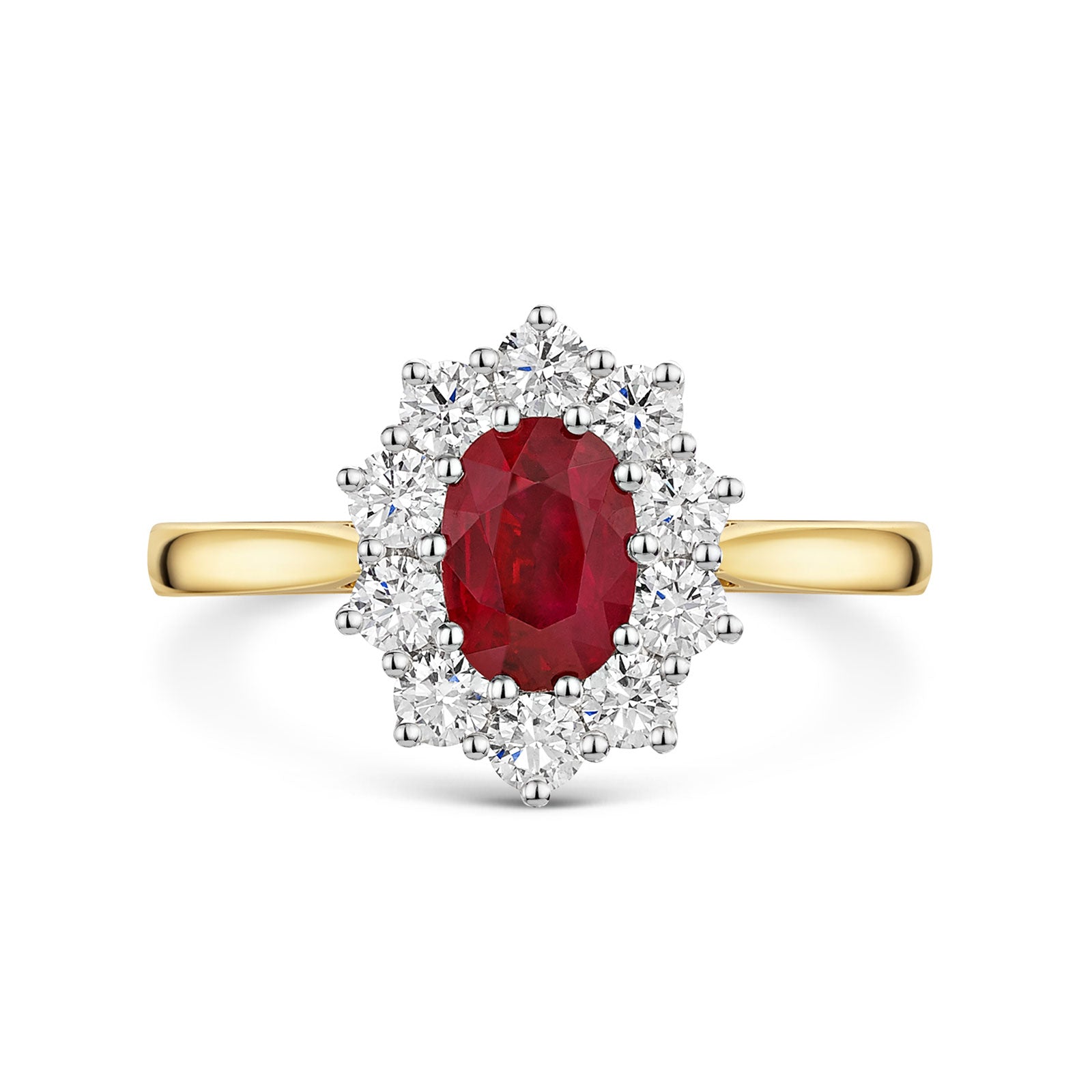 18ct Yellow & White Gold Ruby & Diamond Cluster Ring 1.70ct variant Pursuit