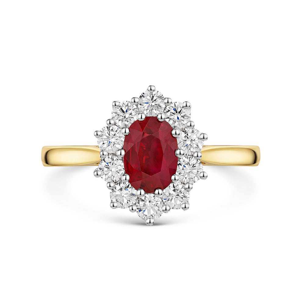 18ct Yellow & White Gold Ruby & Diamond Cluster Ring 1.70ct variant Pursuit