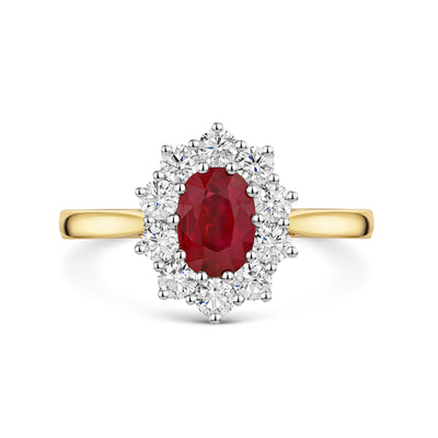 18ct Yellow & White Gold Ruby & Diamond Cluster Ring 1.70ct variant Pursuit