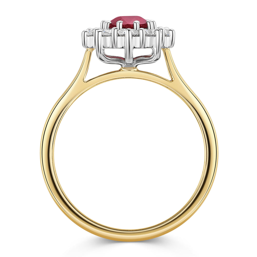18ct Yellow & White Gold Ruby & Diamond Cluster Ring 1.70ct variant Pursuit