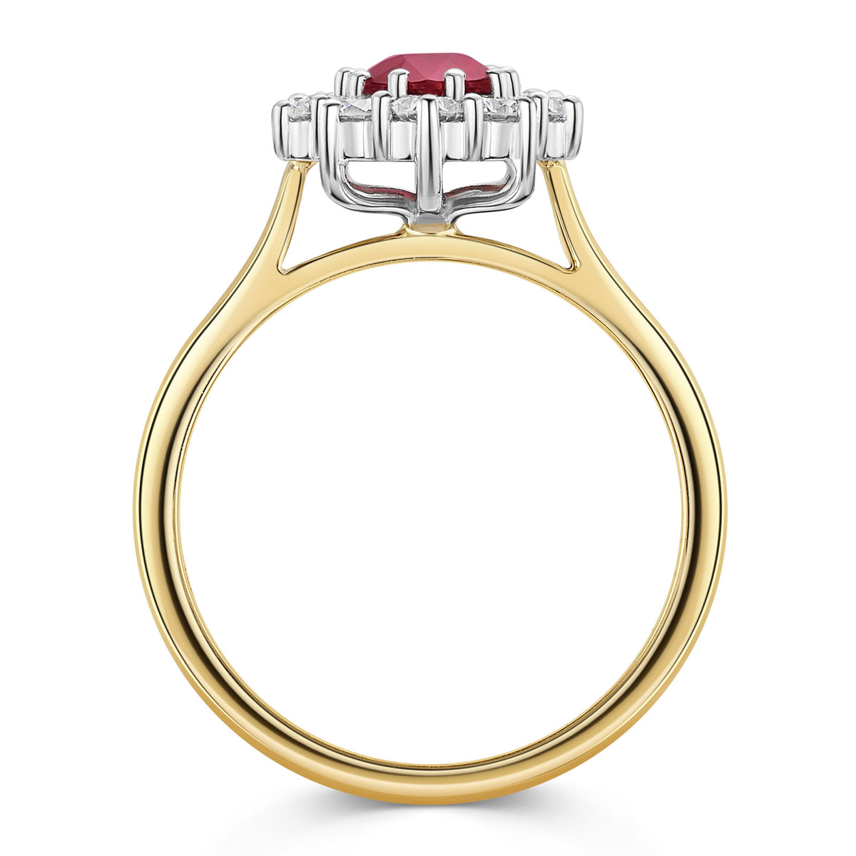 18ct Yellow & White Gold Ruby & Diamond Cluster Ring 1.70ct variant Pursuit