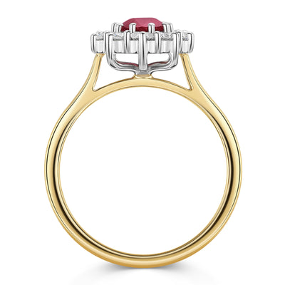 18ct Yellow & White Gold Ruby & Diamond Cluster Ring 1.70ct variant Pursuit