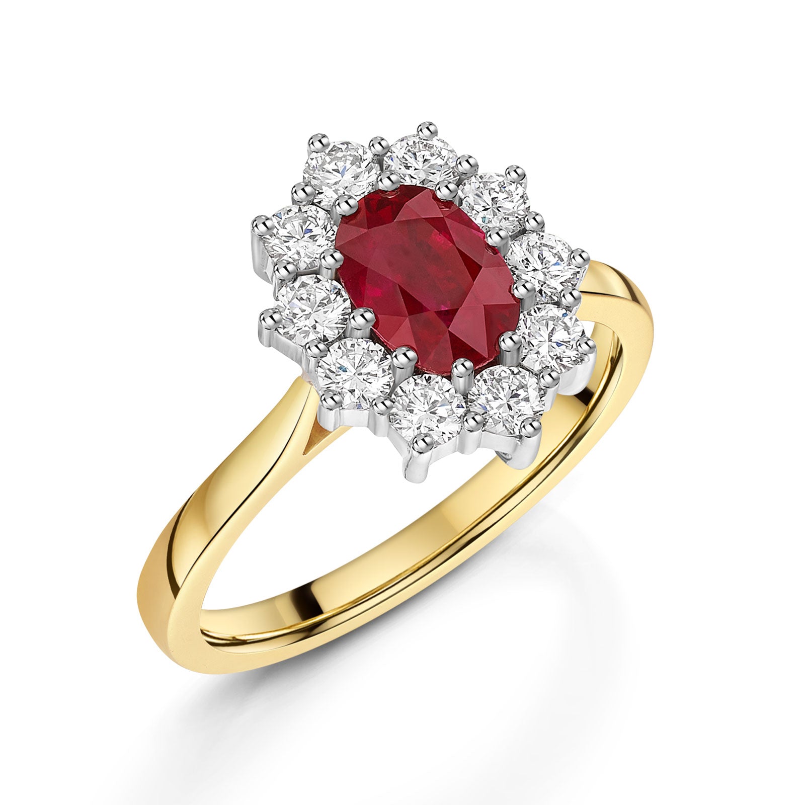 18ct Yellow & White Gold Ruby & Diamond Cluster Ring 1.70ct variant Pursuit