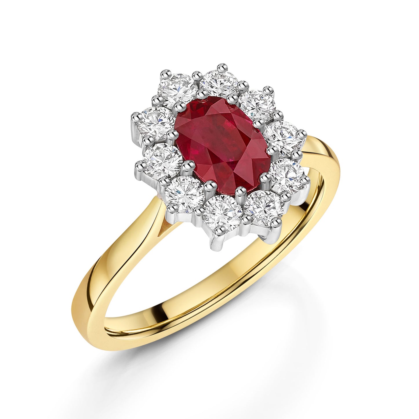18ct Yellow & White Gold Ruby & Diamond Cluster Ring 1.70ct variant Pursuit
