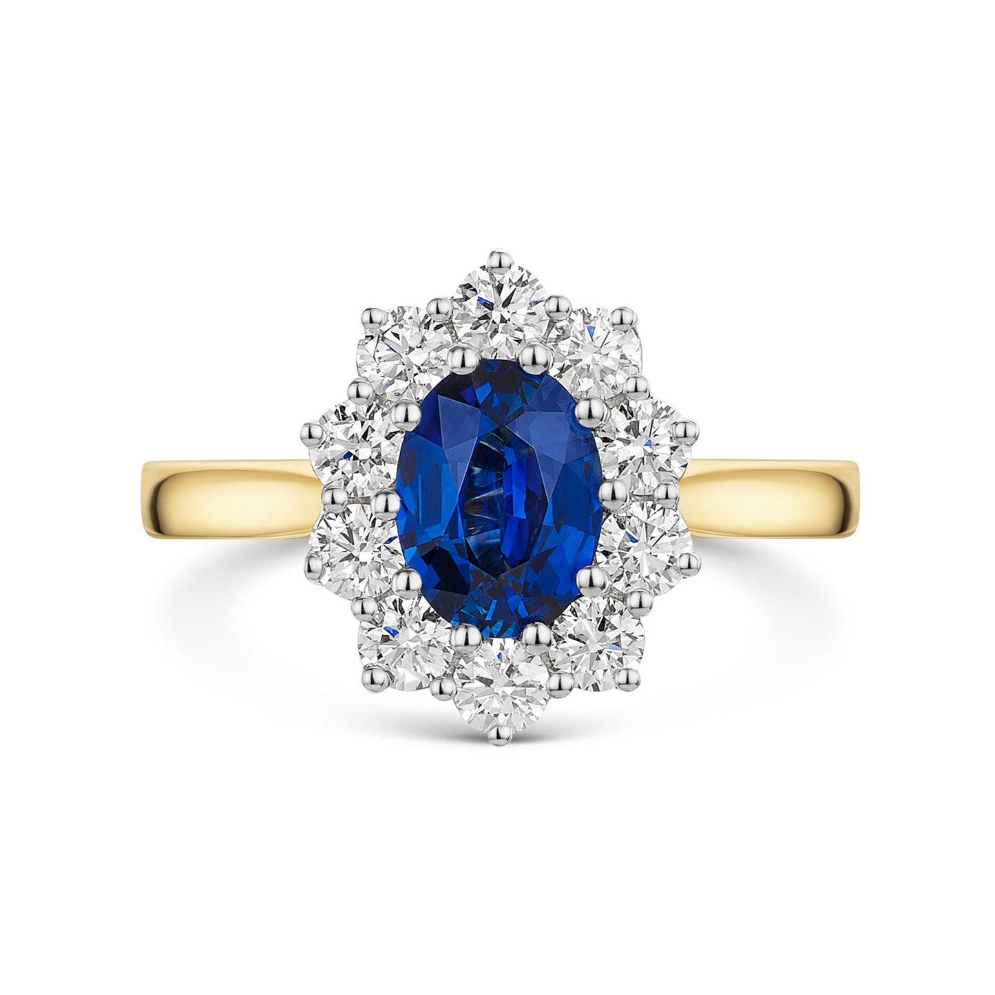 18ct Yellow & White Gold Sapphire & Diamond Cluster Ring 2.35ct variant Pursuit