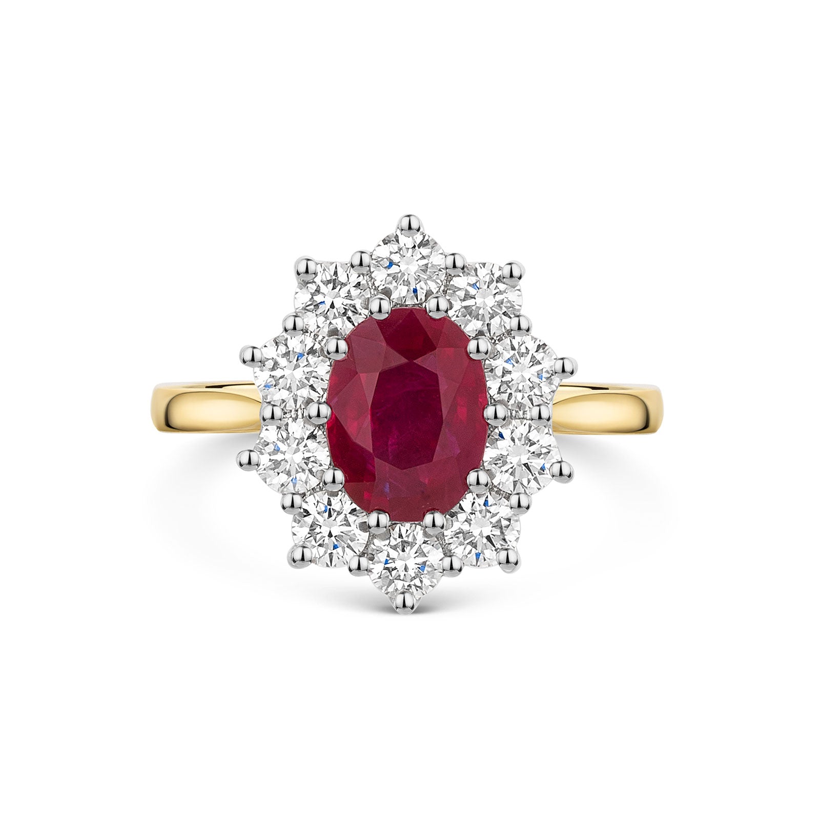 18ct Yellow & White Gold Ruby & Diamond Cluster Ring 2.35ct variant Pursuit