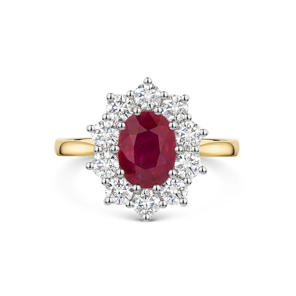 18ct Yellow & White Gold Ruby & Diamond Cluster Ring 2.35ct variant Pursuit