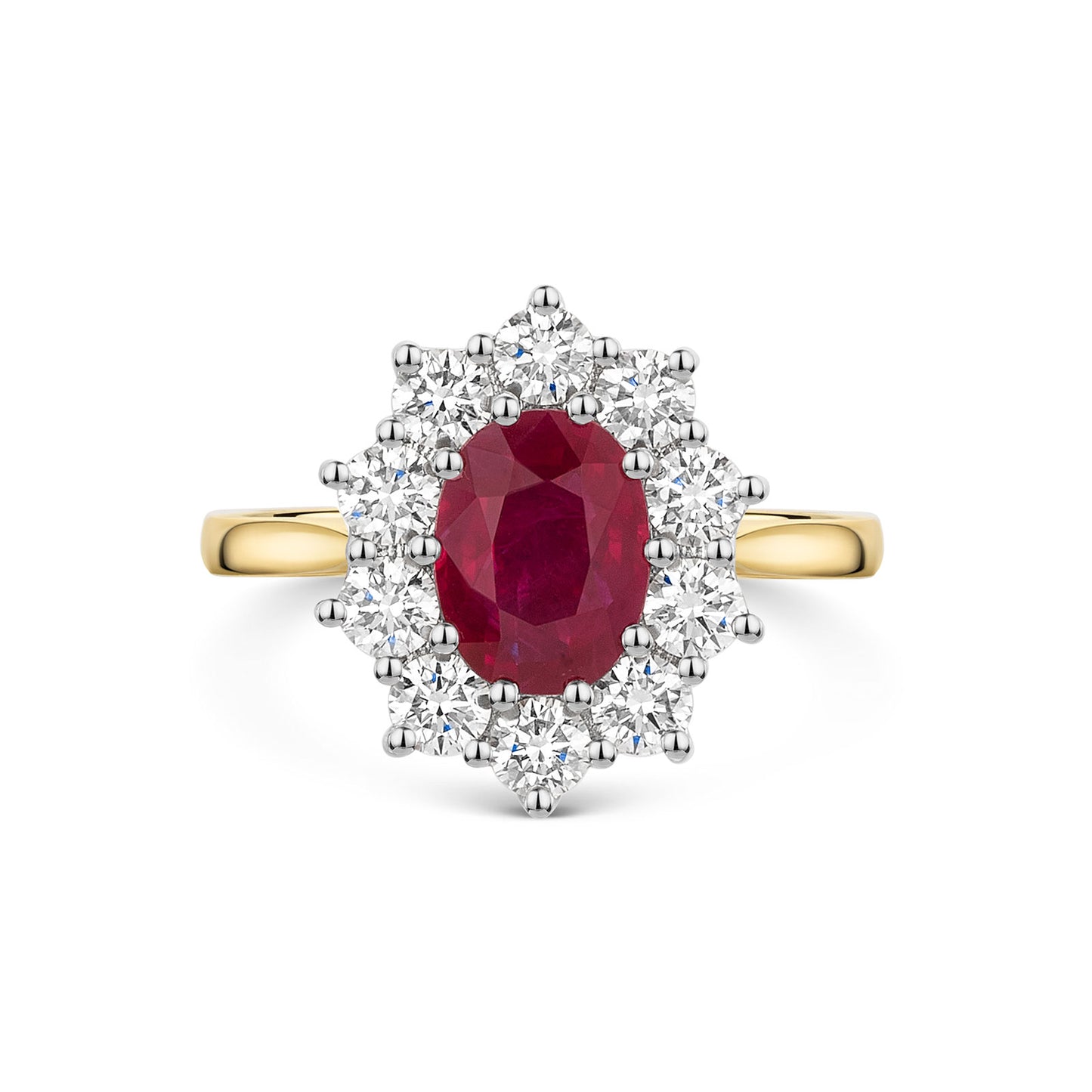 18ct Yellow & White Gold Ruby & Diamond Cluster Ring 2.35ct variant Pursuit