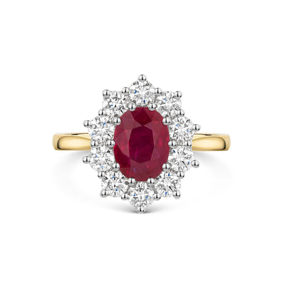18ct Yellow & White Gold Ruby & Diamond Cluster Ring 2.35ct variant Pursuit