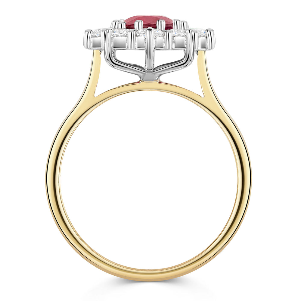 18ct Yellow & White Gold Ruby & Diamond Cluster Ring 2.35ct variant Pursuit