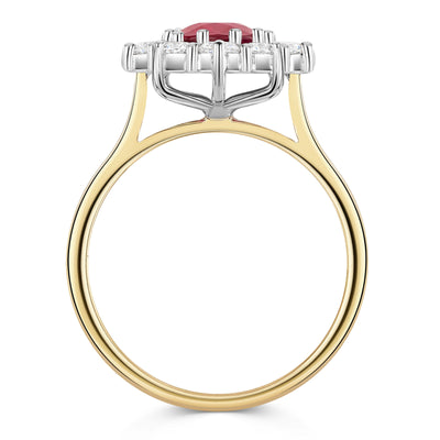 18ct Yellow & White Gold Ruby & Diamond Cluster Ring 2.35ct variant Pursuit