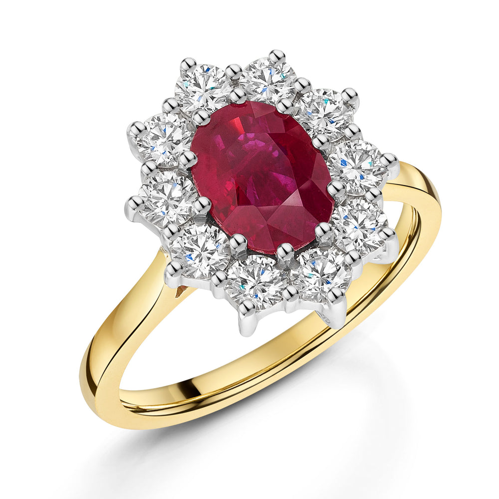 18ct Yellow & White Gold Ruby & Diamond Cluster Ring 2.35ct variant Pursuit