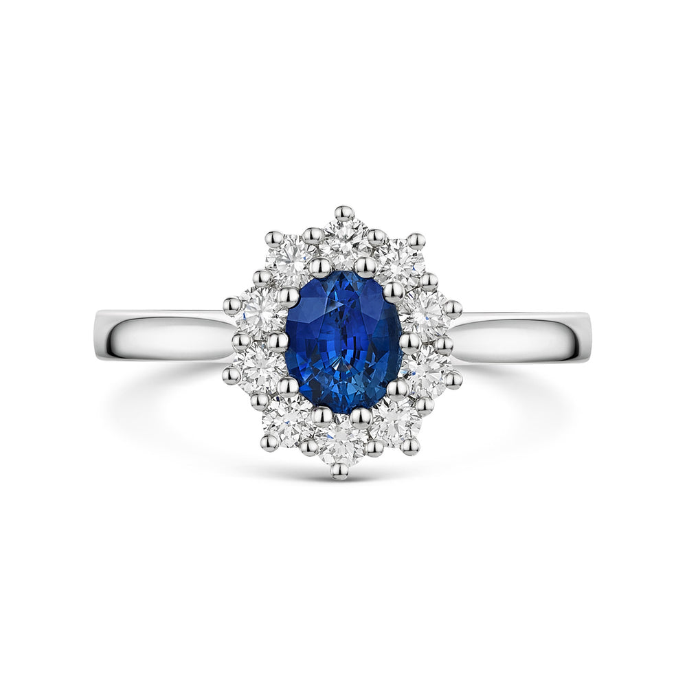 Platinum Sapphire & Diamond Cluster Ring 1.60ct variant Pursuit