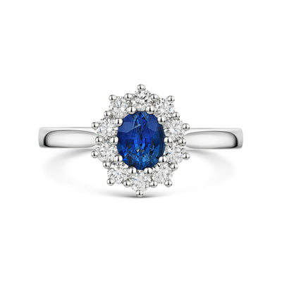 Platinum Sapphire & Diamond Cluster Ring 1.60ct variant Pursuit