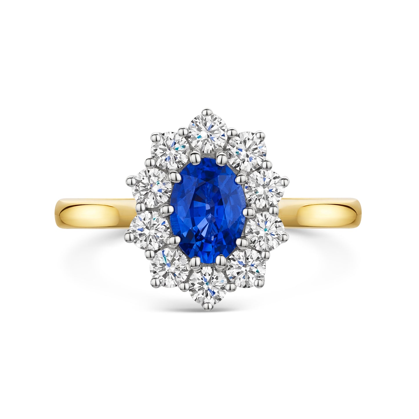18ct Yellow & White Gold Sapphire & Diamond Cluster Ring 1.50ct variant Pursuit