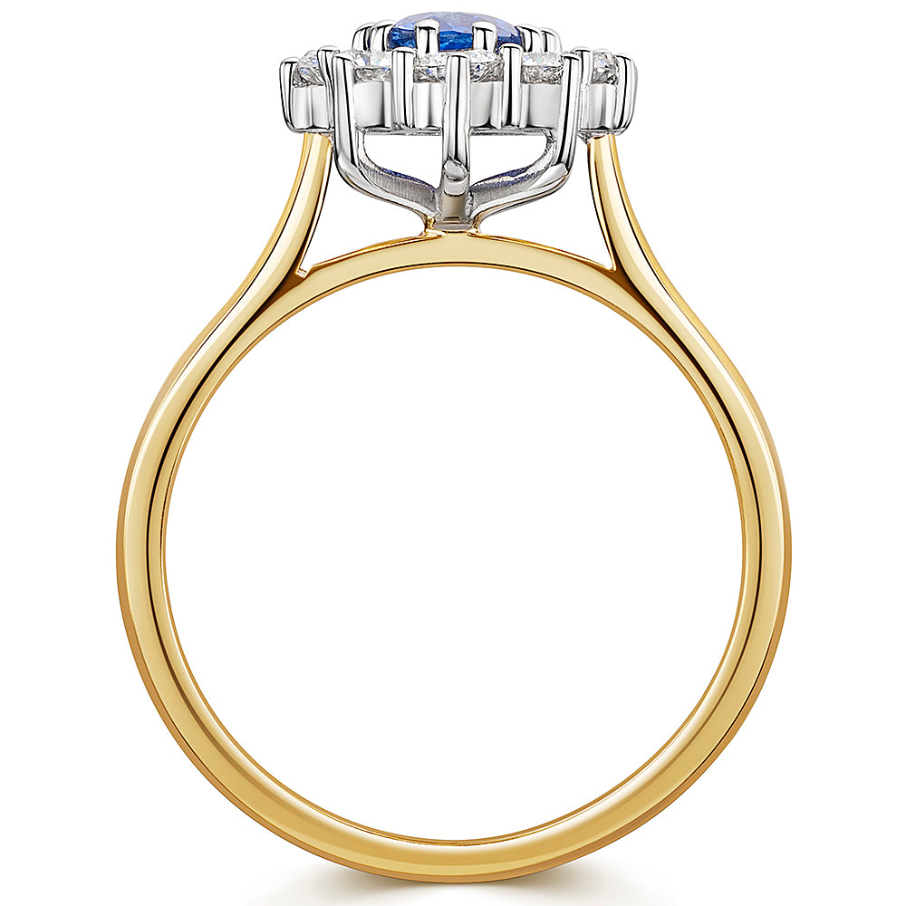 18ct Yellow & White Gold Sapphire & Diamond Cluster Ring 1.50ct variant Pursuit