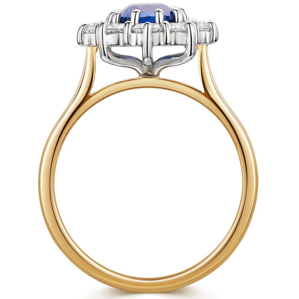 18ct Yellow & White Gold Sapphire & Diamond Cluster Ring 2.50ct variant Pursuit