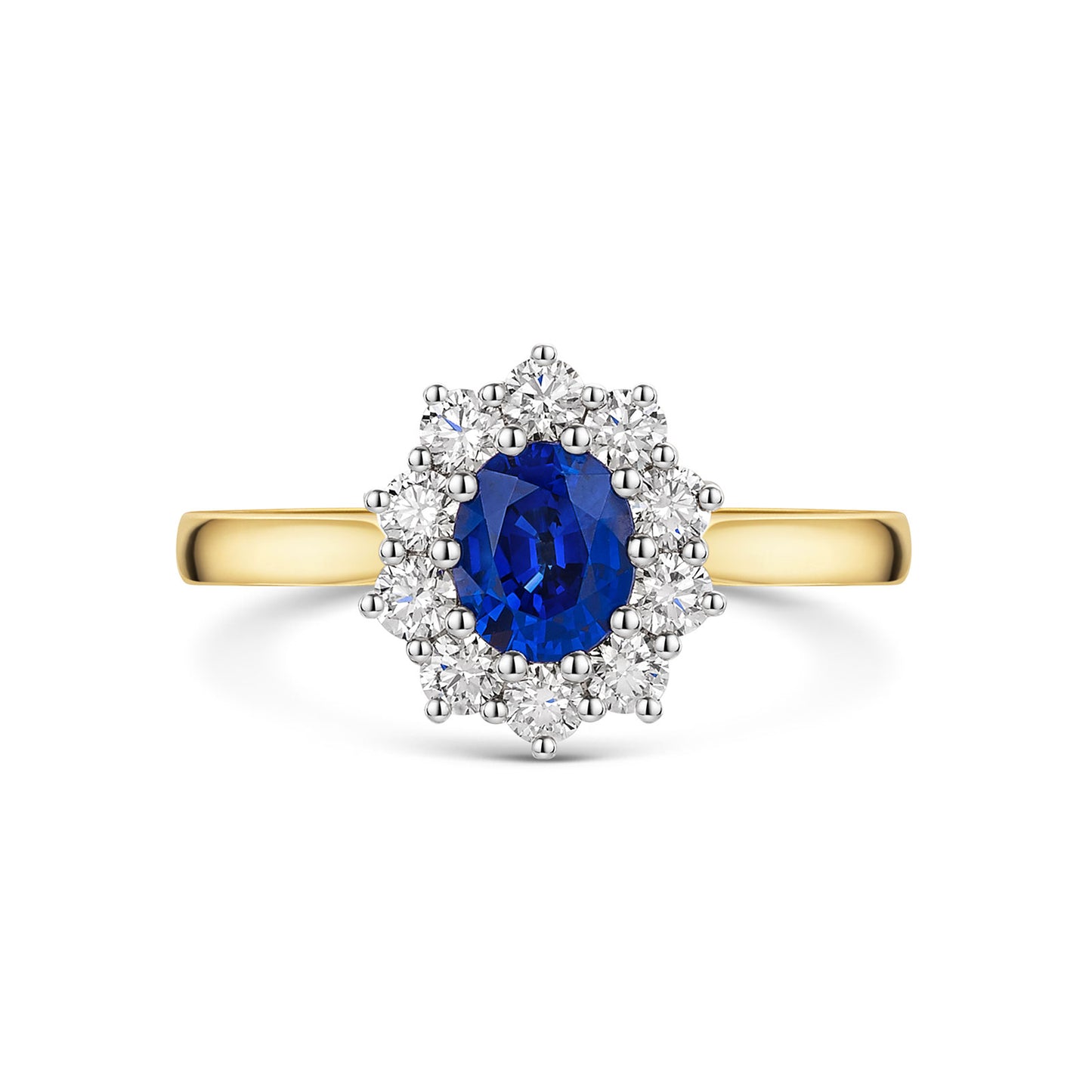 18ct Yellow & White Gold Sapphire & Diamond Cluster Ring 1.20ct variant Pursuit