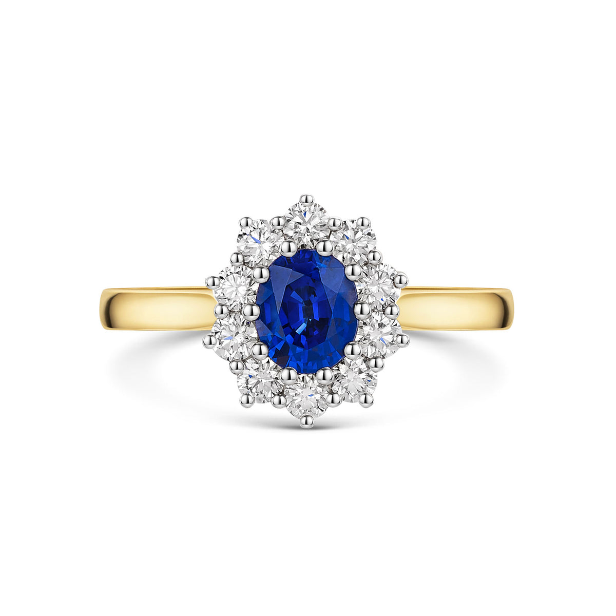 18ct Yellow & White Gold Sapphire & Diamond Cluster Ring 1.20ct variant Pursuit