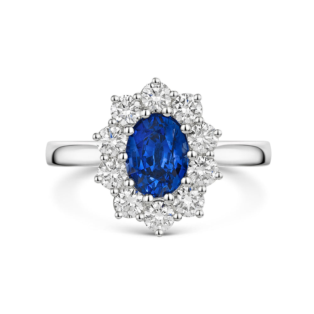 Platinum Sapphire & Diamond Cluster Ring 2.35ct variant Pursuit