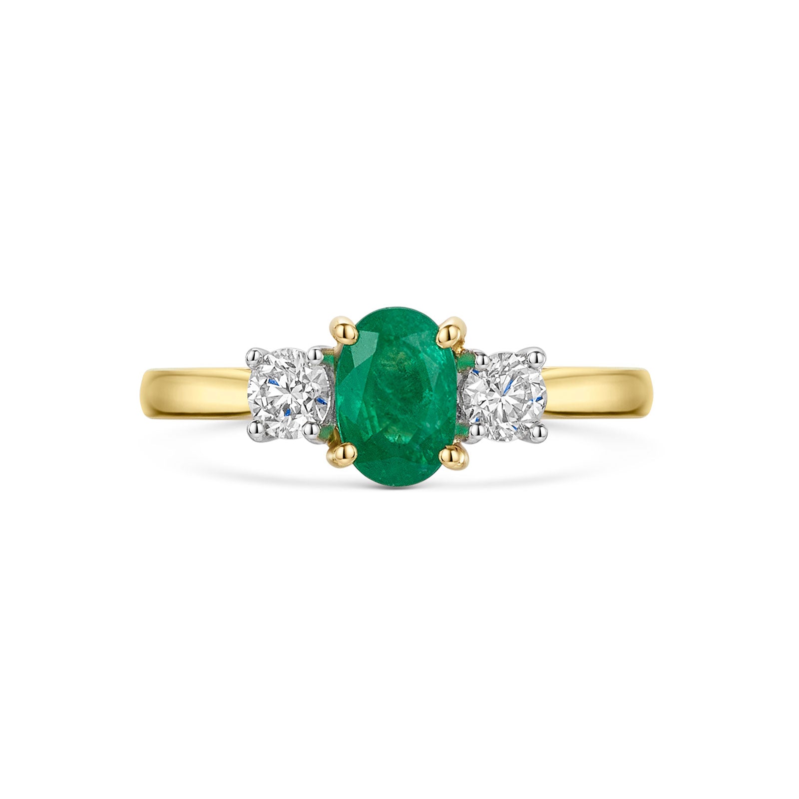 18ct Yellow & White Gold Emerald & Diamond Trilogy Ring 1.10ct variant Pursuit