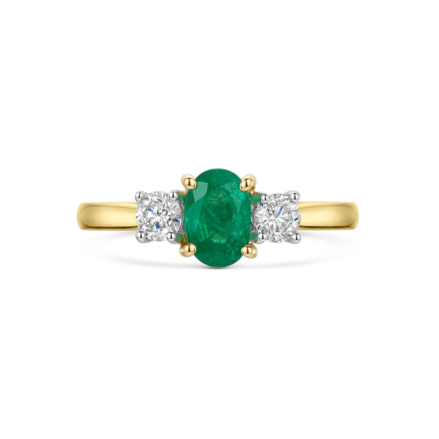 18ct Yellow & White Gold Emerald & Diamond Trilogy Ring 1.10ct variant Pursuit