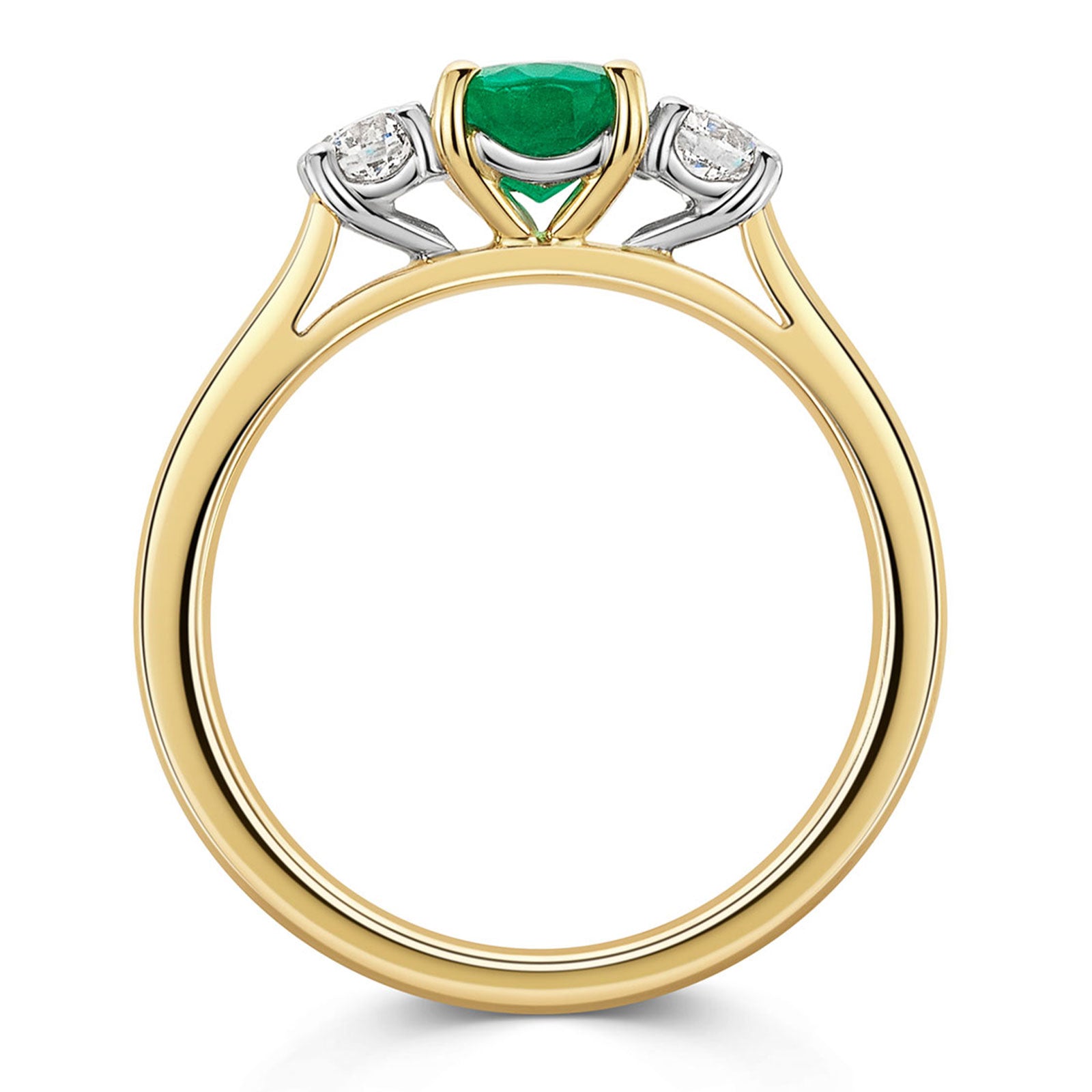 18ct Yellow & White Gold Emerald & Diamond Trilogy Ring 1.10ct variant Pursuit