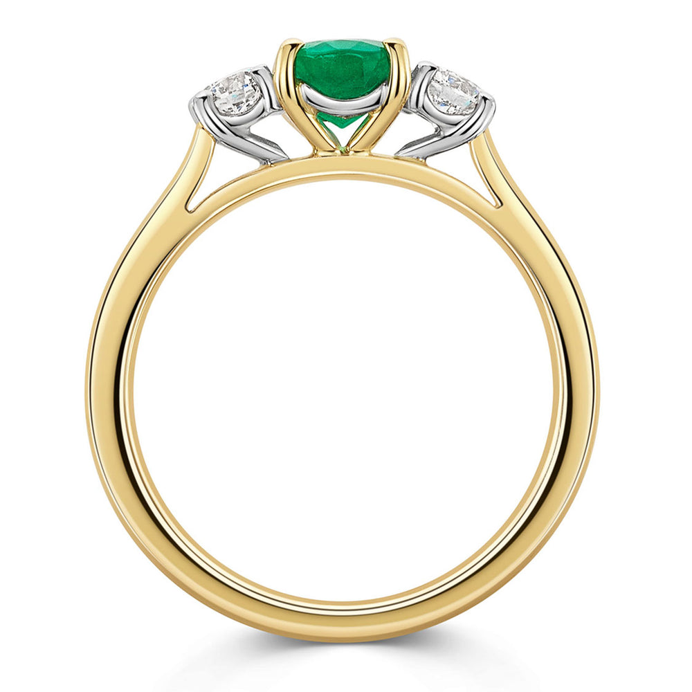 18ct Yellow & White Gold Emerald & Diamond Trilogy Ring 1.10ct variant Pursuit